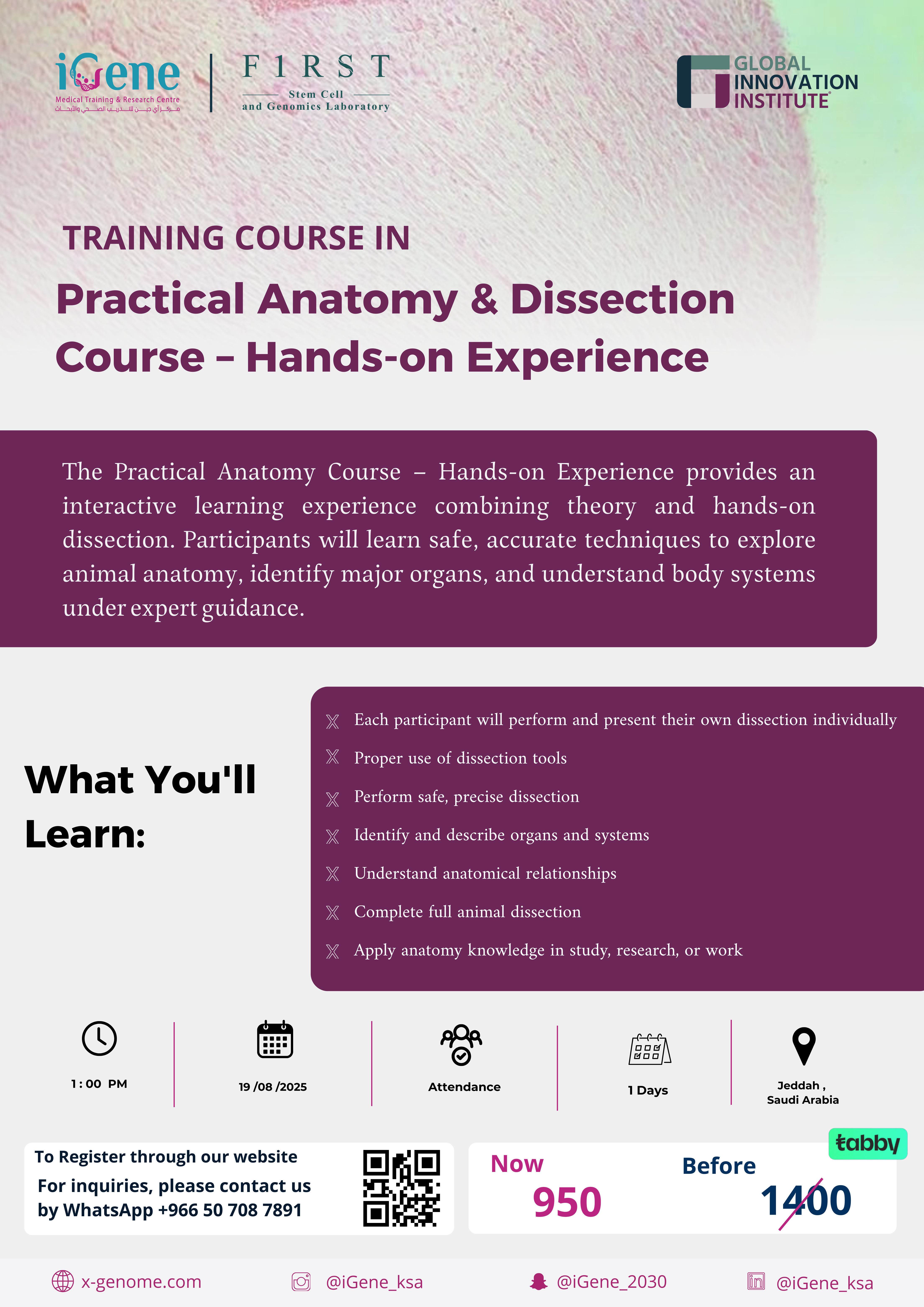 Practical Anatomy & Dissection Course – Hands-on Experience